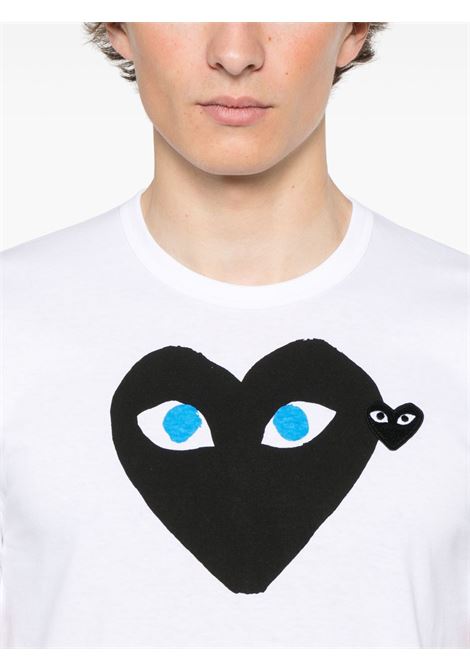 t-shirt con stampa e ricamo unisex bianco COMME DES GARÇONS PLAY | AX-T088-0511